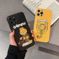 funny cartoon garfield cat phone cases for iphone 13 12 11 pro max xr xs max 8 x 7 se2 soft shell reflective imd back cover