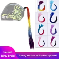 2021 new motorcycle helmet braids for manwoman motorbike ponytails dirty gradient hair bands with sucker helmet decoration