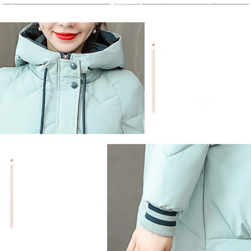 Winter Women's Coat Hooded Mid-length Padded Jacket Jacket Warmth Slim Fit Plus Size Korean Fashion Free Shipping Wholesale New