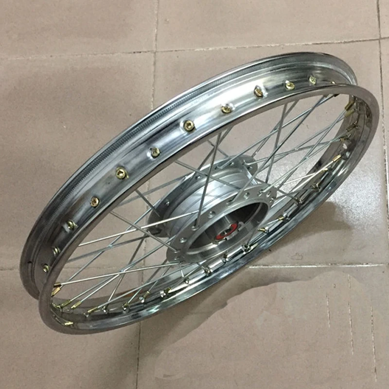 Фото Переднее/заднее колесо мотоцикла в комплекте для Honda Lifan Loncin Jialing JH70 CD70 C70 ST70 DY90 C90, комплект ободов барабанного тормоза со спицами №4