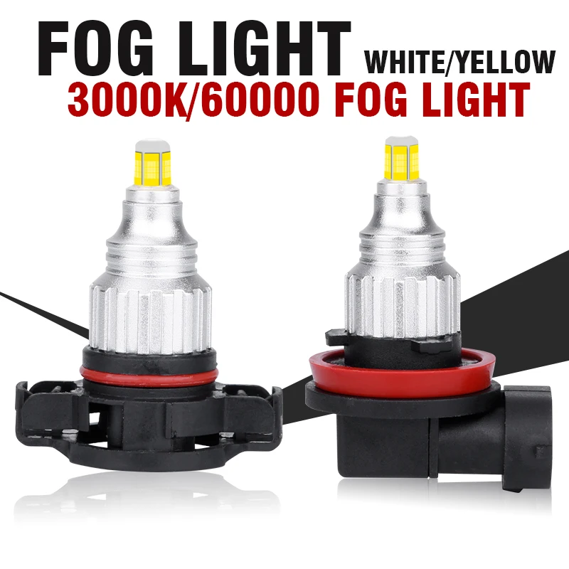 

H11 LED Fog Lights For Vehicles H10 H8 H16 JP H16 EU 2504 PSX24W PSX26W P13W 9005 HB3 HB4 9006 LED 12V 6000K White 3000K Yellow