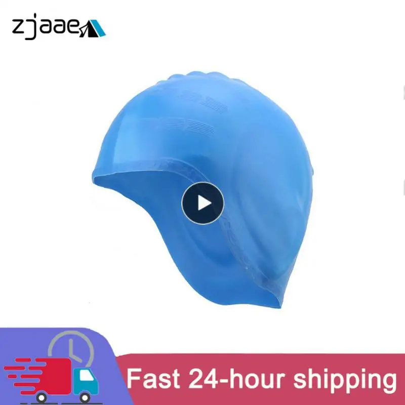 

Nylon Material Monochrome Silicone Swim Cap Flexible Good Elasticity Long Hair Waterproof Swimming Cap Swim Cap Eco-friendly