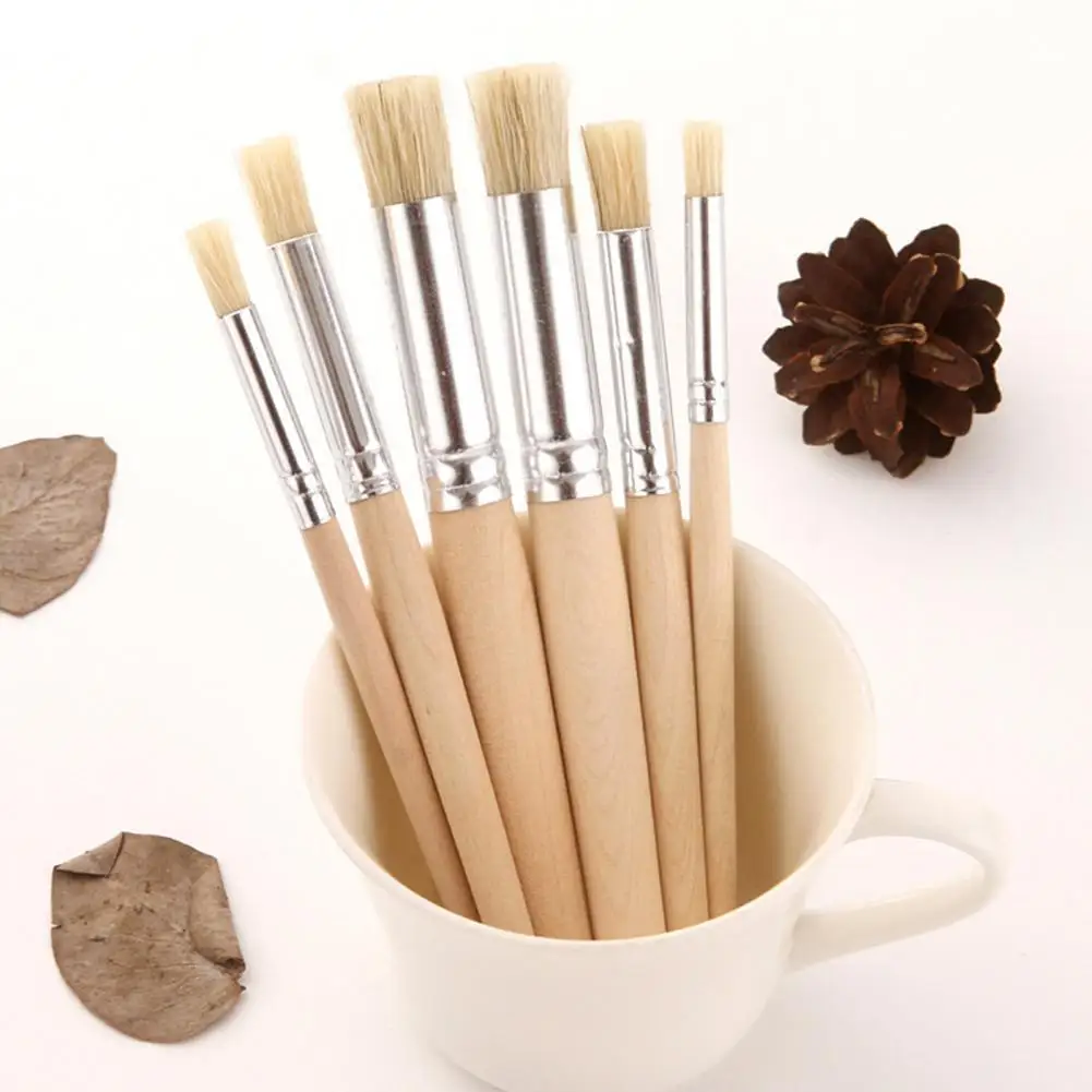 

6Pcs Universal Wood Handle Washable DIY Handmade Watercolor Brushes Set School Supplies Painting Brushes Paint Brushes