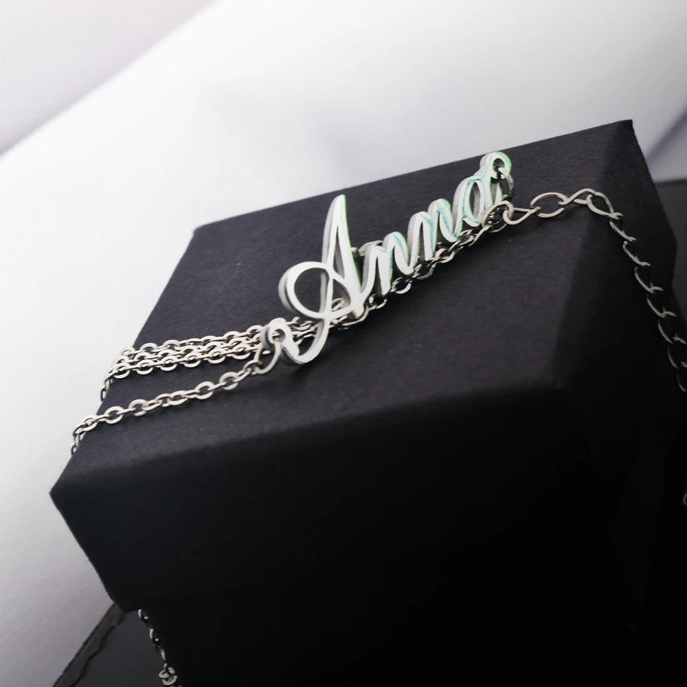 Customized Name Necklace In Different Languages Stainless Steel Nameplate Personalized Fashion Gift for Mother Or Lover Child