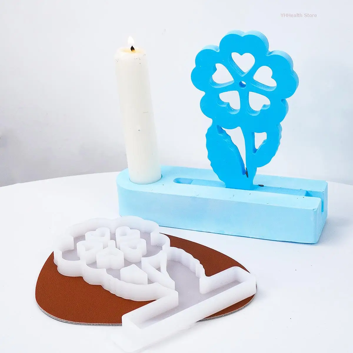 Цветочная Форма для подсвечника 3D полый цветок любви подсвечник силиконовая