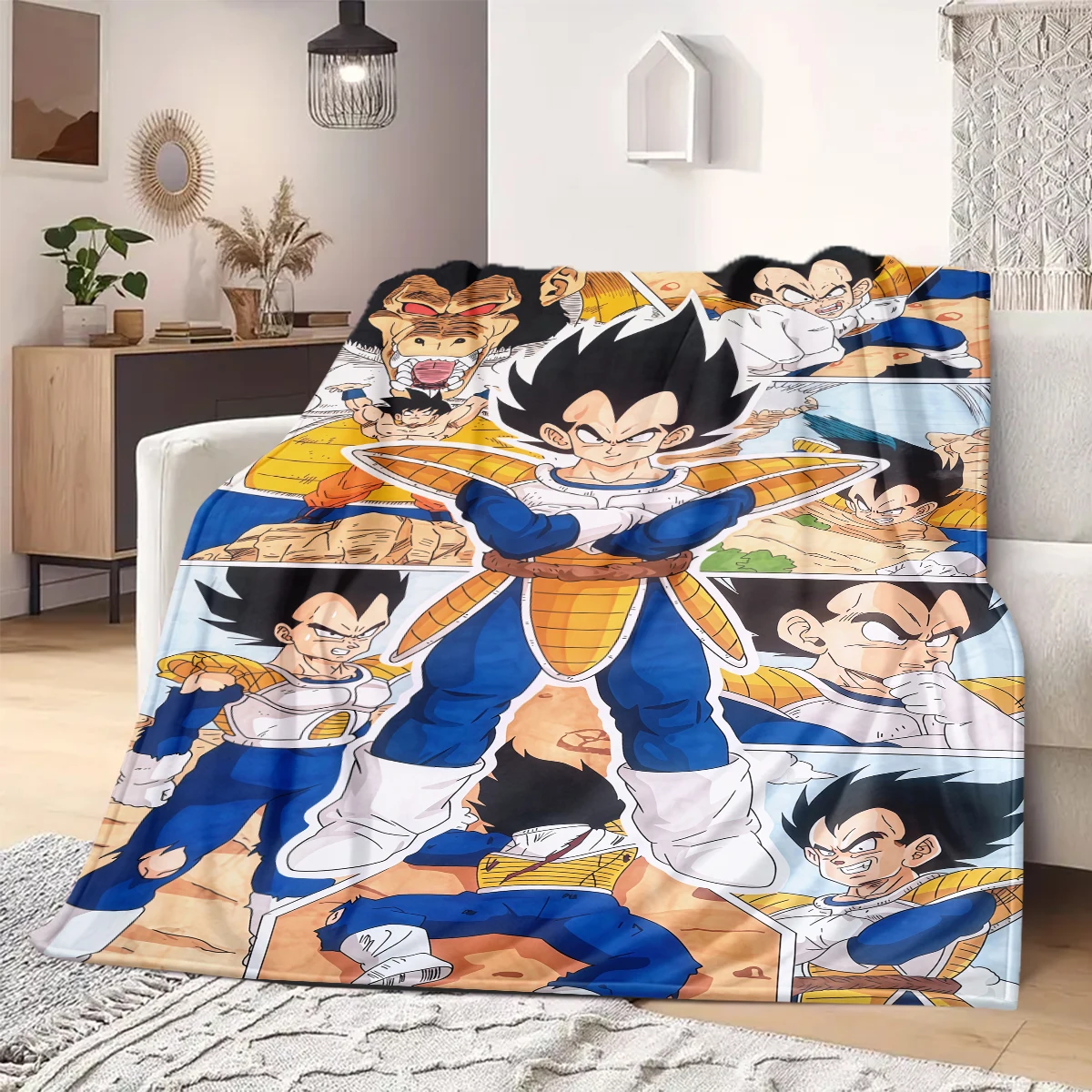 Фото Одеяло с принтом Dragon Ball Z, теплое, удобное фланелевое одеяло, подходит для спален, диванов, кроватей, стульев, путешествий -QIAO16 №2