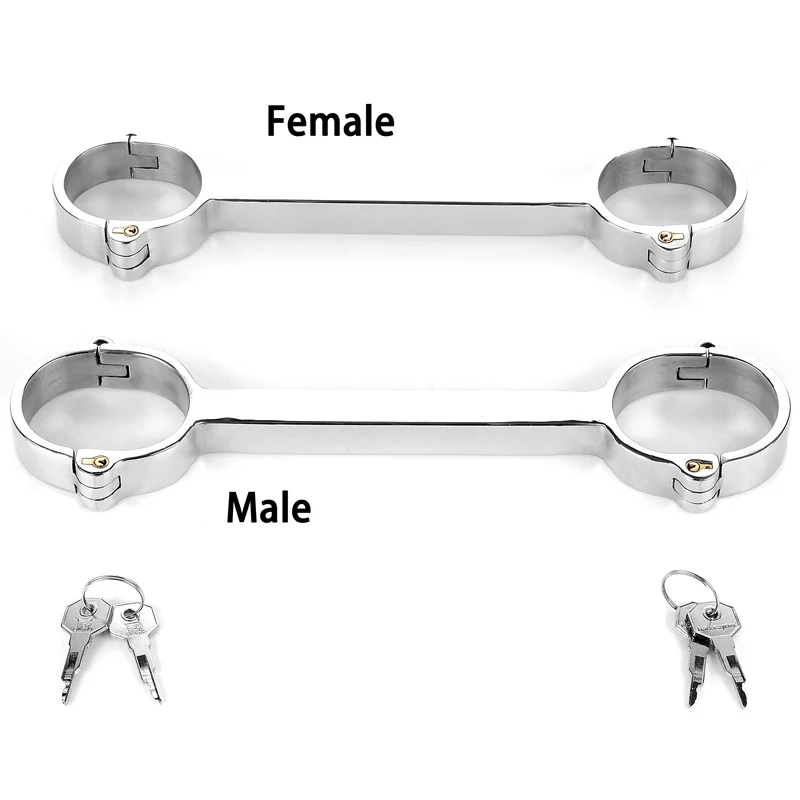 

Stainless Steel Open Leg Spreader Bar Ankle Cuffs Sex Slave Restraints BDSM Bondage Metal Lockable Handcuffs Sexy Toy for Adults