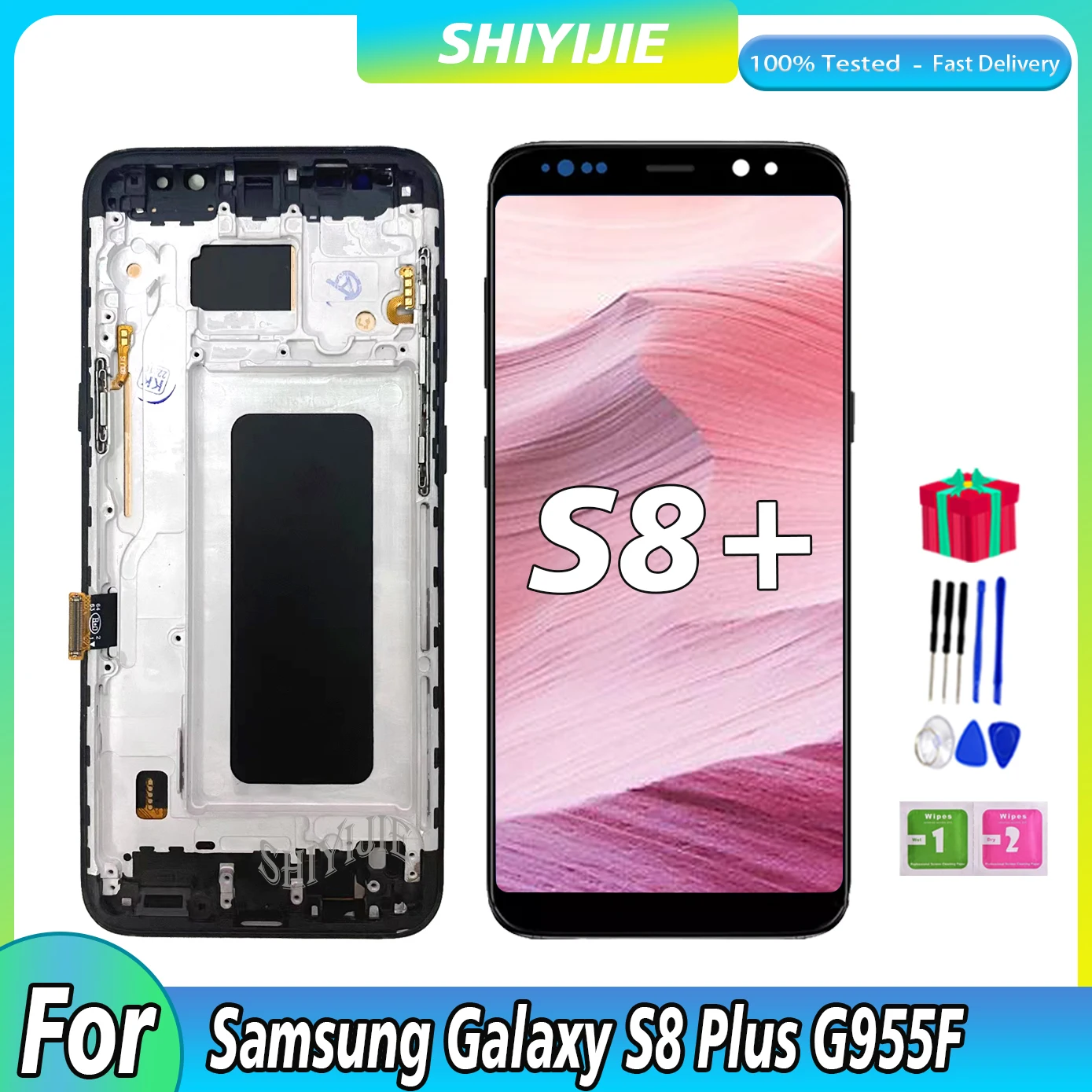 AAA+ Quality TFT For SAMSUNG Galaxy S8 plus G955 G955F LCD Display Touch Screen Digitizer With Black Frame 100% Tested Assembly