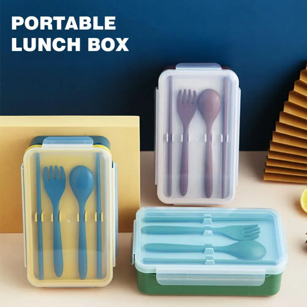 

1 Set Lunch Box with Lid Leakproof Plastic Separate Compartments Bento Case Household Supplies