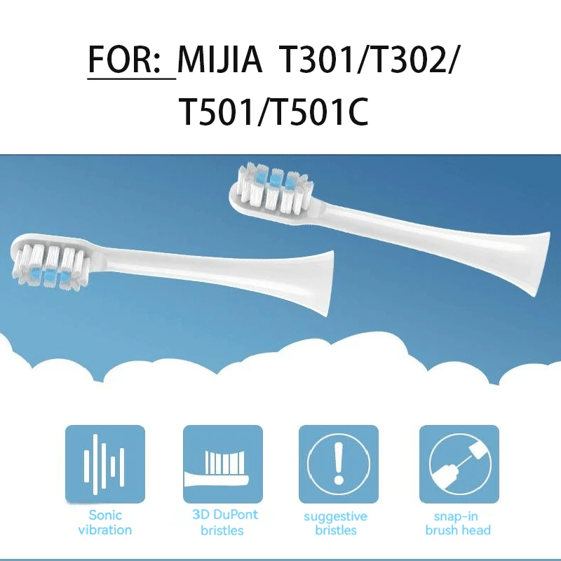 Сменные насадки для зубных щеток, 6 шт., для MIJIA T301T302T501, звуковая электрическая зубная щетка Dupont, насадки с мягкой чистящей щетиной (art.: 3920ca6e71b17) - 3920ca6e71b17