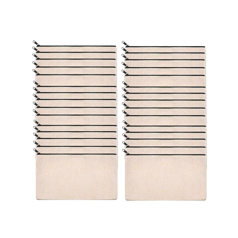 

30Pcs Canvas Zipper Bag Pencil Case Cosmetic Bag Blank Bag DIY Craft Bag Cosmetic Bag Cosmetic Bag DIY Craft School