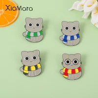 lovely grey cat enamel pins glasses animal custom brooches badge bag jacket backpack accessories gift for friends jewelry