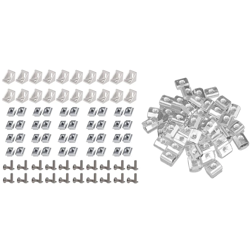 

50Pcs M5 T Sliding Nut Zin-Plated Carbon Steel T Sliding Nut & 1Set 2020 Series Aluminum Profile Connector Set