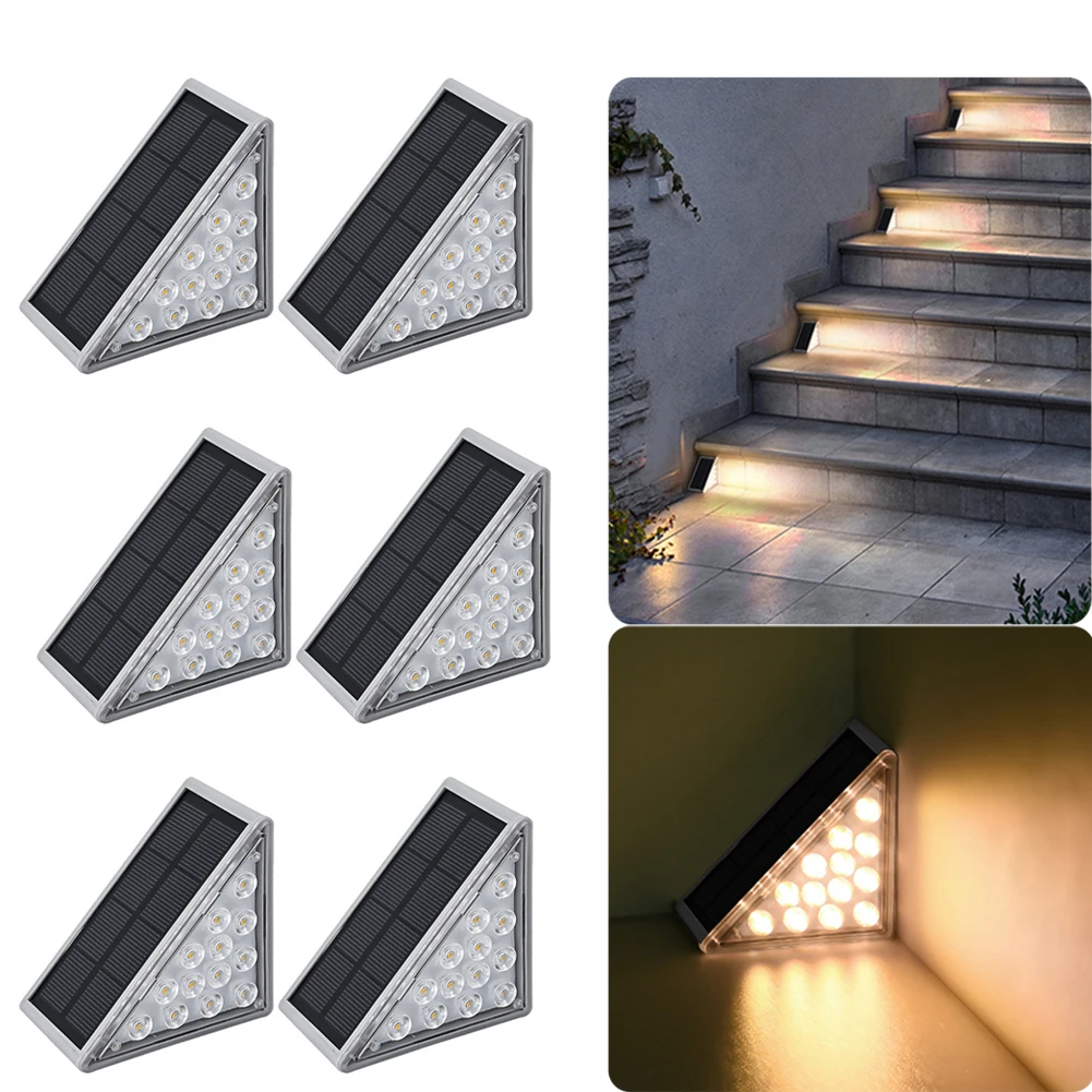 

2-6pcs Led Solar Stair Light Waterproof Solar Landscape Light White/warm White/rgb Color Led Wall Lamp Outdoor Courtyard Decor