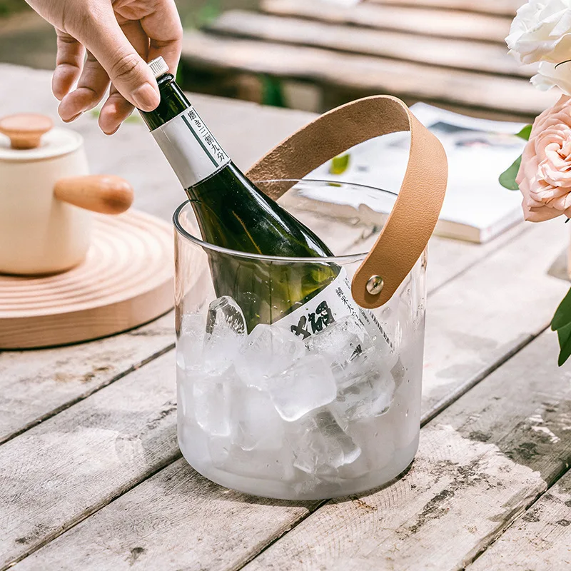 

PET Ice Bucket High-value Household Portable Transparent Basket Beer Barrel Champagne Wine Fruit Storage Basket Home Accessories