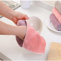 2pcspack household kitchen absorbent thickened dishcloth kitchen cleaning double sided hand towel cleaning rag wipe tablecloth