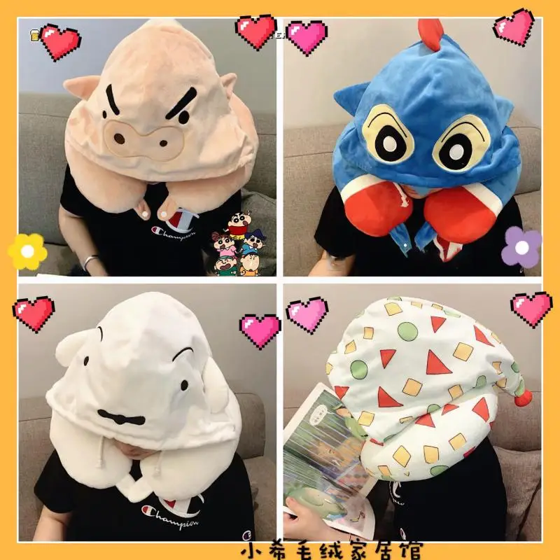 

Crayon Shin-Chan Anime Peripheral Kawaii U-Shaped Pillow Cute Girls Y2K Hooded Pillow Plush Stuffed Soft Toy Halloween Gift