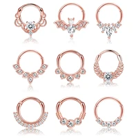 1pcs 16g hinged nose ring bat nose ring hoops stainless steel septum ring opal cartilage daith helix rook conch piercing jewelry