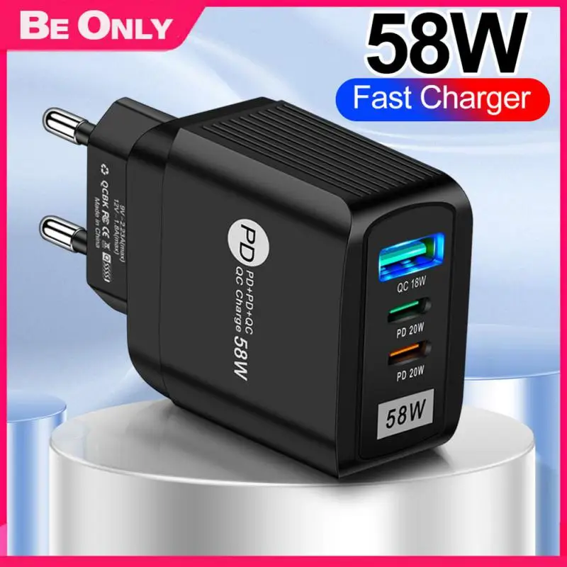 

58w Pd Charger Portable Wall Charger Eu Us Uk Plug 2pdqc3.0usb Qc3.0 Usb C Quick Charge For Iphone Samsung Phone Charge