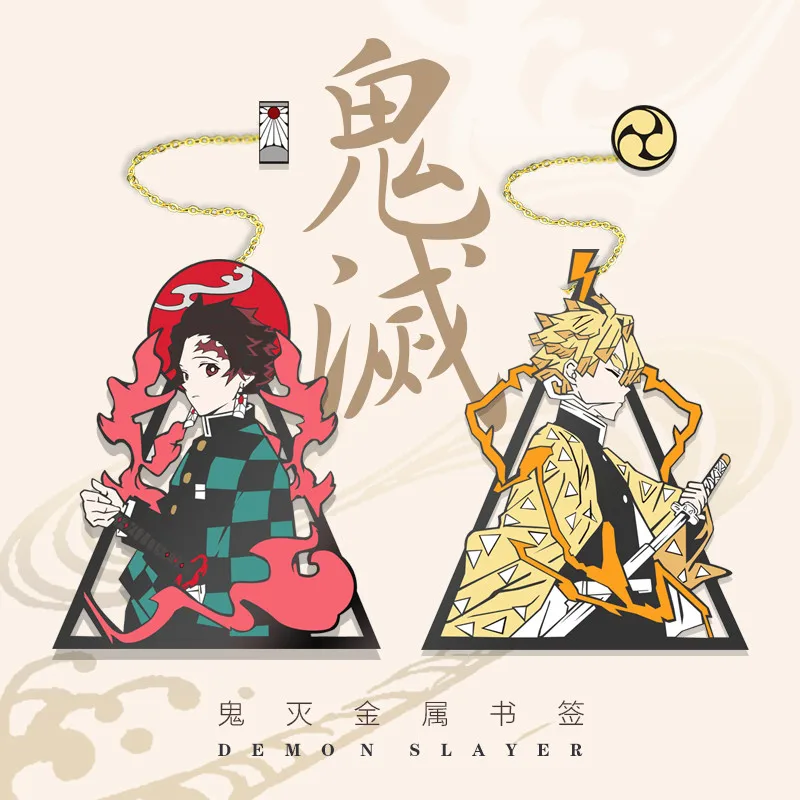 

8cm Anime Demon Slayer Kamado Tanjirou Agatsuma Zenitsu Cosplay Metal Bookmark Pendant Keychain Badge Birthday Present Gifts
