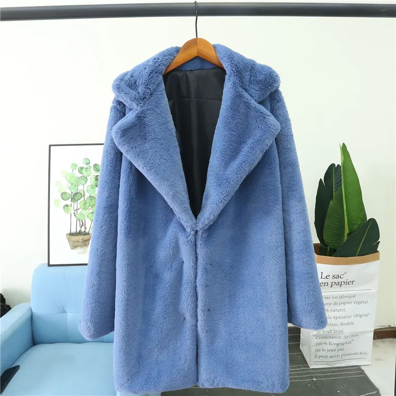 Faux Fur Coat Women Autumn Winter 2022 Casual Loose Long Jackets Female Soft Fur Plush Outwear Thick Warm Oversize Clothing