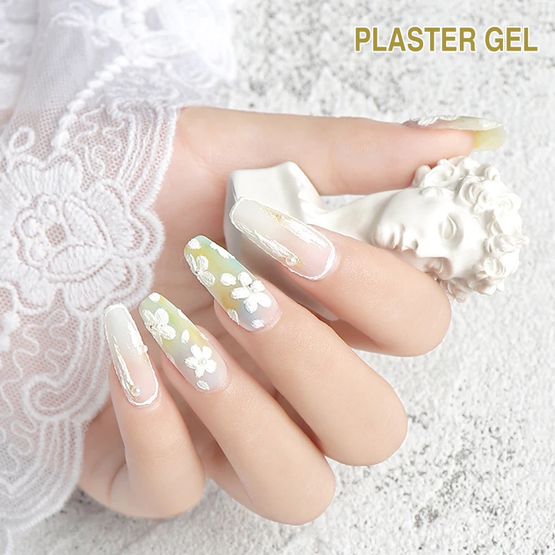 

5g Nail Gypsum Engraved Drawing Nail Gel Polish 3D Plaster Effect Gypsum Glue DIY Nail Design No Need Top Coat Decoration