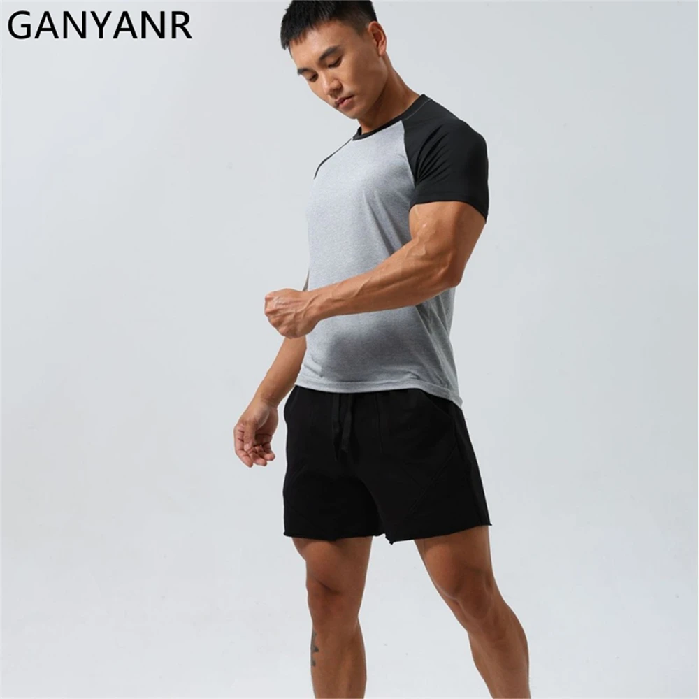 Фото GANYANR Мужская футболка для бега Активная одежда Летняя одежда для гольфа с коротким рукавом Спортивная одежда для фитнеса Спортивная быстросохнущая футболка для тренировок в тренажерном зале №4