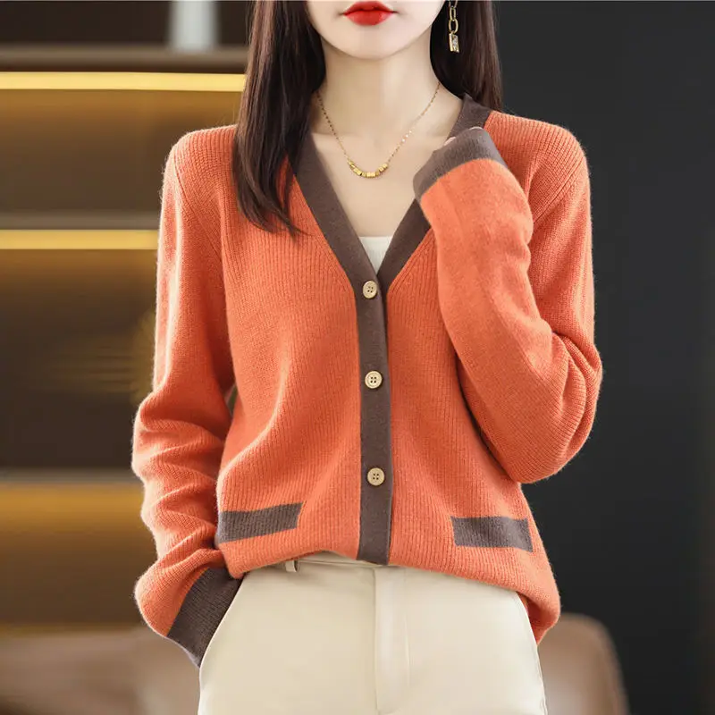 

Осенние кардиганы, однобортная трикотажная одежда, однотонный вязаный свитер, облегающие Женские офисные кардиганы, повседневная верхняя одежда, пальто T575