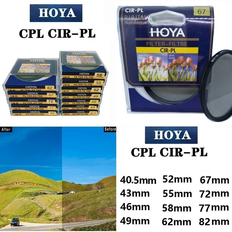 

Фильтр Hoya cir-pl Cpl 40,5 мм-49_52_55_58_62_67_72_77_82Mm круговой поляризатор для объектива камеры Nikon Canon Sony Pl Filte