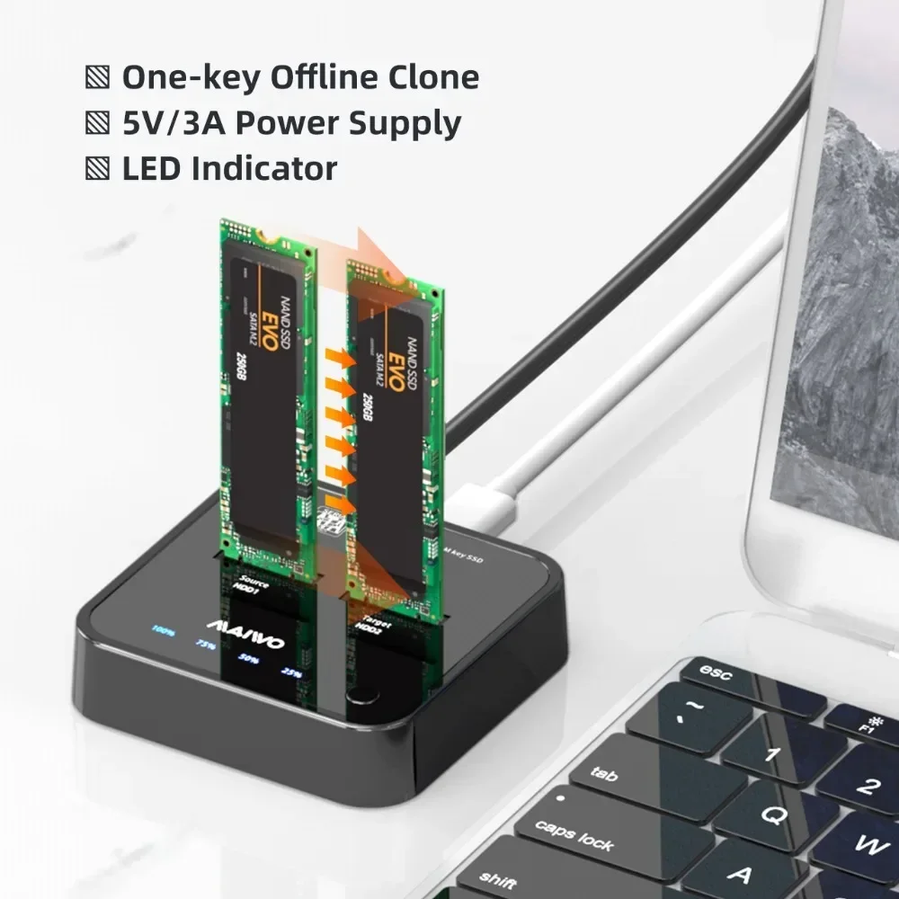 Фото MAIWO M.2 SATA NGFF SSD Док-станция Offline Clone M.2 Чехол USB3.1 Type-C M2 Чехол для внешнего жесткого диска для ПК, ноутбука №3