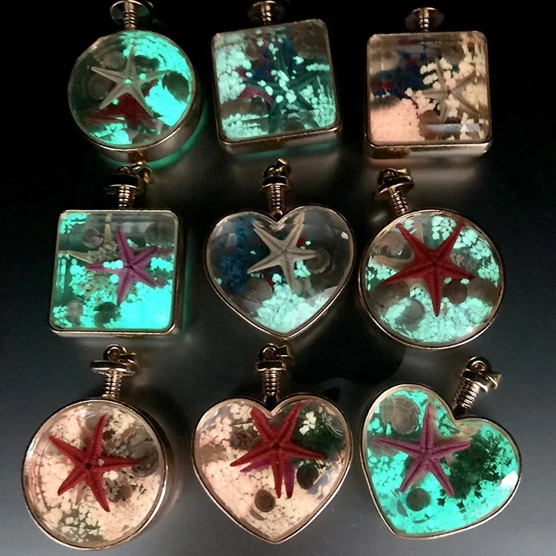 

New creative souvenir Necklace luminous Starfish Necklace Fashion Travel punk Metal Resin Necklace Girl Gift