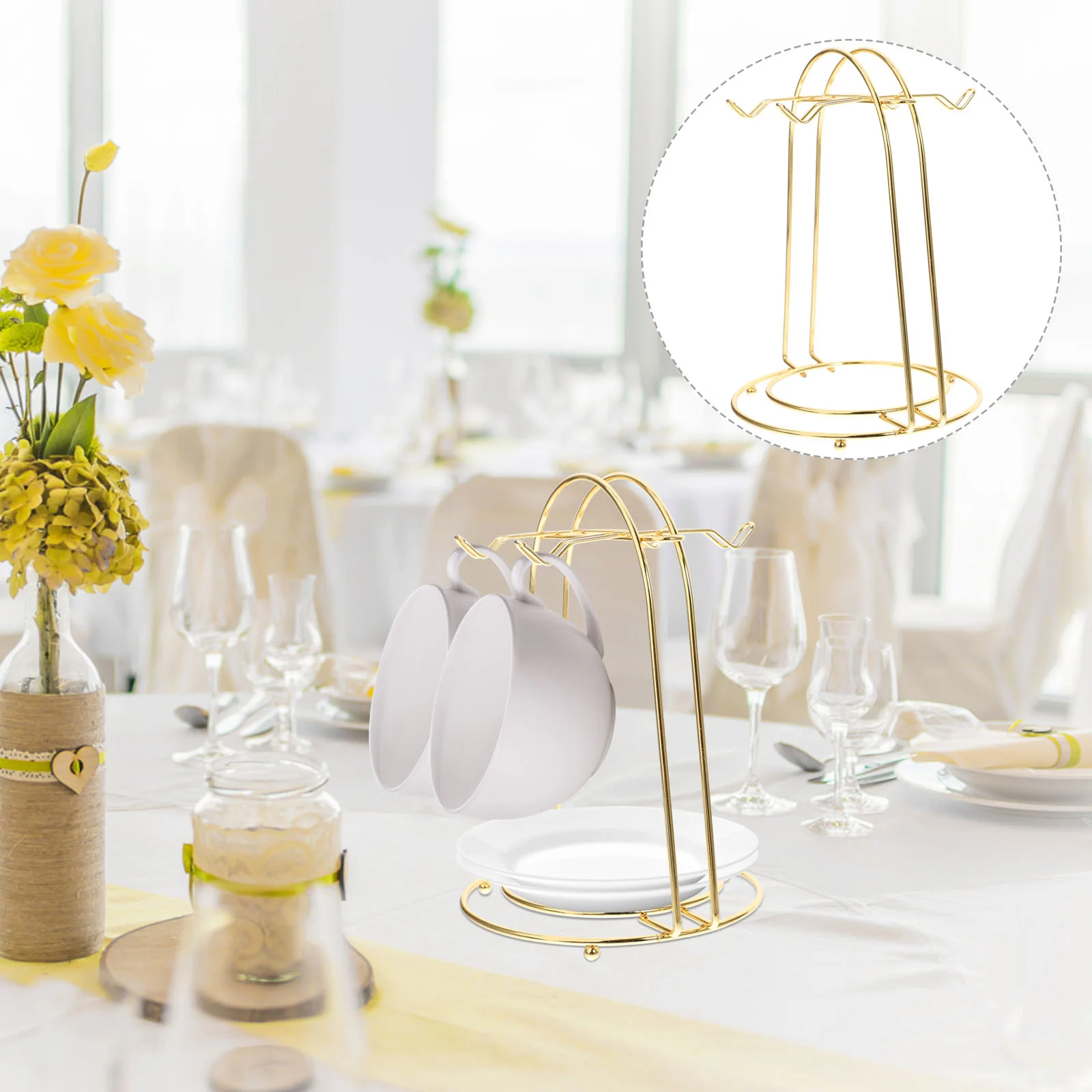 

Cup Rack Mug Drainer Holder Coffee Drying Organizer Mugs Stand Iron Display Metal Tree Storage Kitchen Tea Cups Dish Shelf