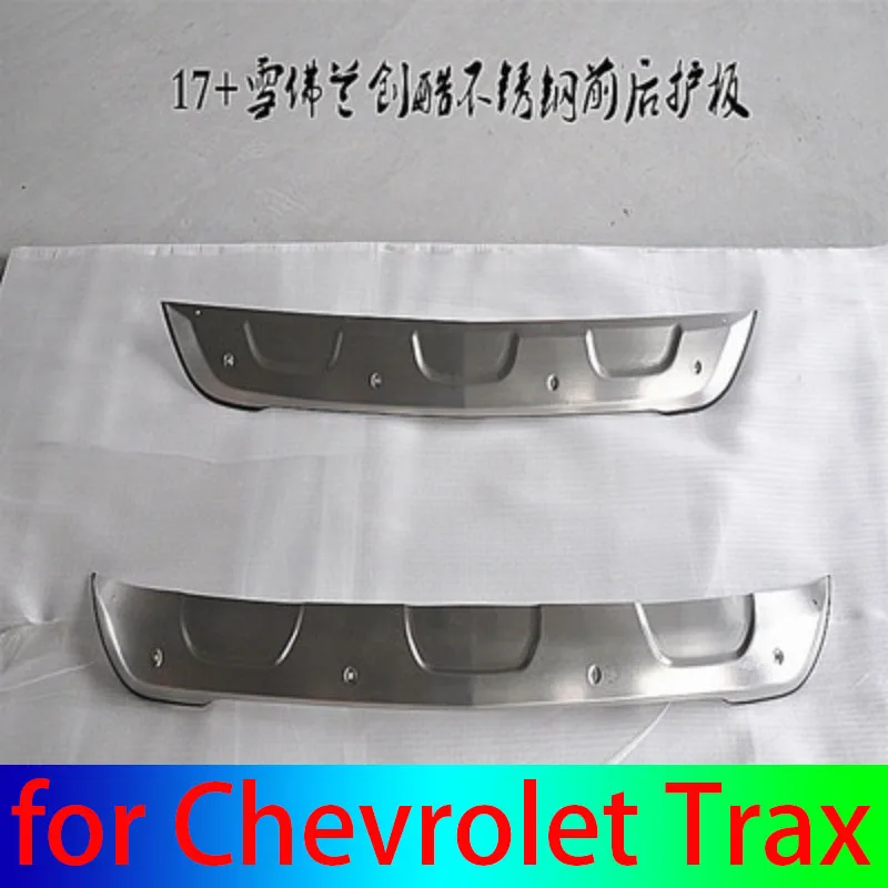 

car-styling stainless steel metal front + rear bumper bottom guard protector accessories for Chevrolet Trax 2013-2016