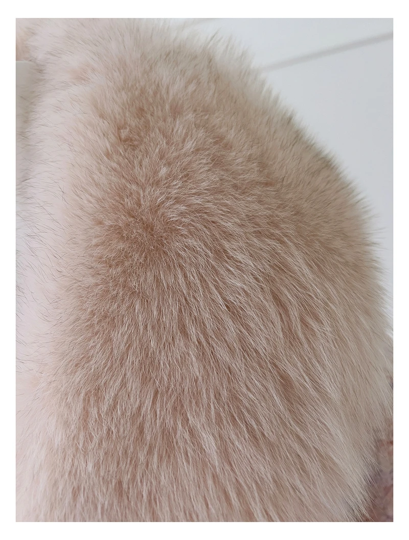 Lingzhiwusis Новогодняя боевая одежда роскошный Лисий меховой воротник нежно розовый