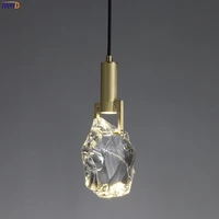 iwhd nordic copper crystal led pendant lights fixtures home indoor decor bedroom living room modern hanging lamp luminaria