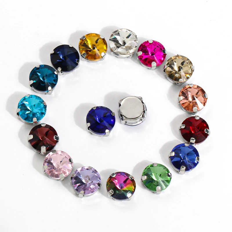 

Round Beads 8mm 10mm 12mm 14mm 16mm Glass Stone With Silver Claw Sew On Rhinestone Crystal Strass Diamond For Clothes Embriodery