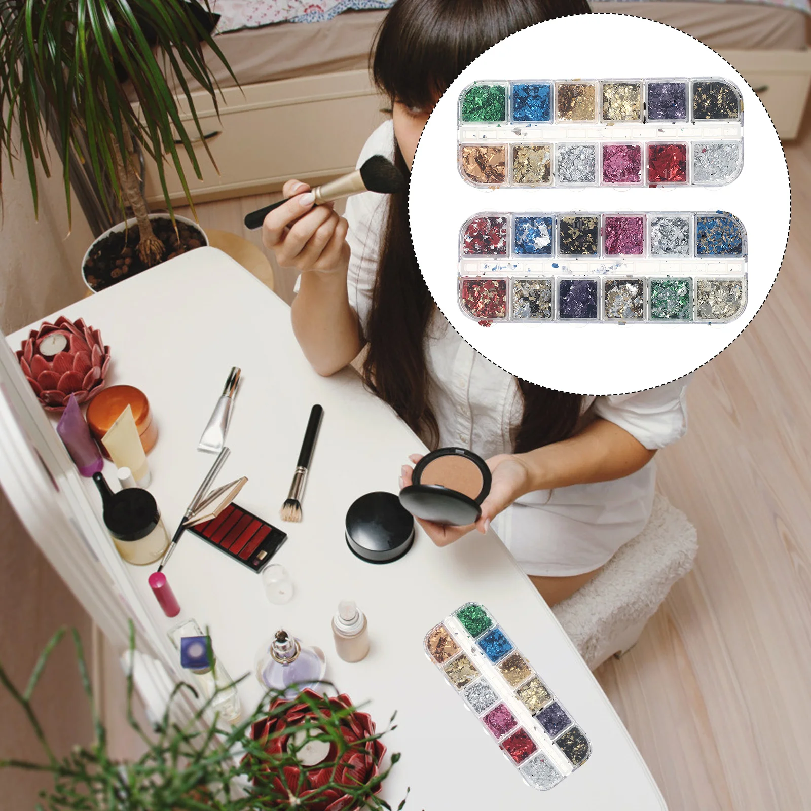 

2 Boxes Decorative Nail Charm Manicure Glitter Foils Nail Art Supplies