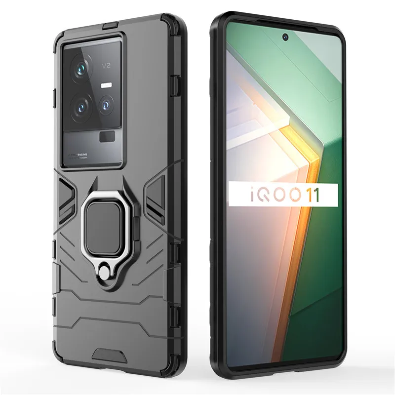 For Vivo iQOO 11 Case 6.78 inch Shockproof Hard Armor Finger Ring Protective Bumper For iQOO 11 Pro Cover For Vivo iQOO 11 Coque