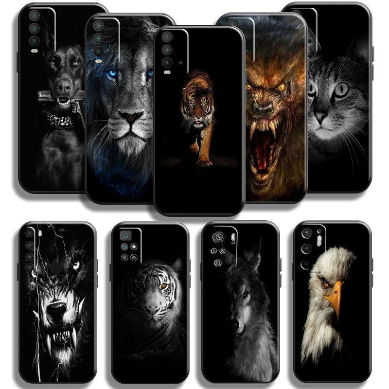 

Lion Tiger Eagle Dog Cat Wolf Phone Case For Xiaomi Redmi 9T For Redmi 9T Case Carcasa Funda Black Silicone Cover Soft