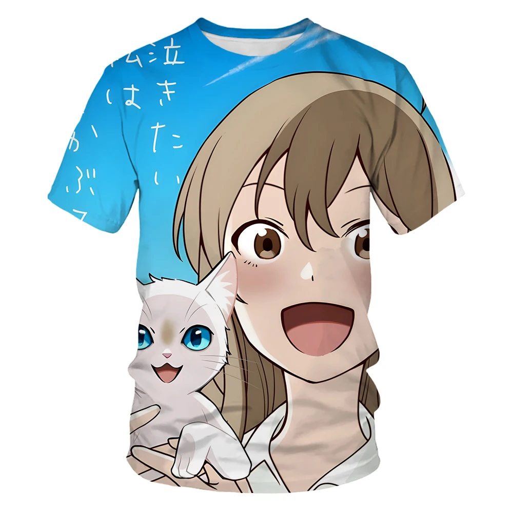 

A Whisker Away Nakitai Watashi Wa Neko Wo Kaburu T Shirts MEN 100% Cotton T-shirts Japanese Anime Tshirts Four Seasons 3D Print