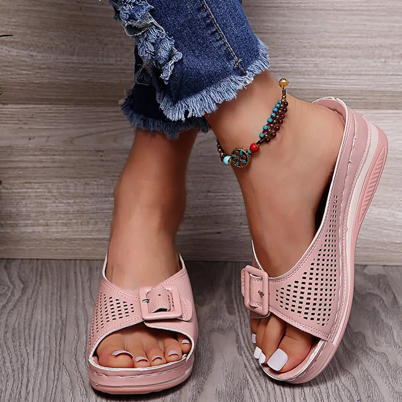 Summer new sandals women's outer wear thick bottom wedge heels women's casual fashion women's shoes