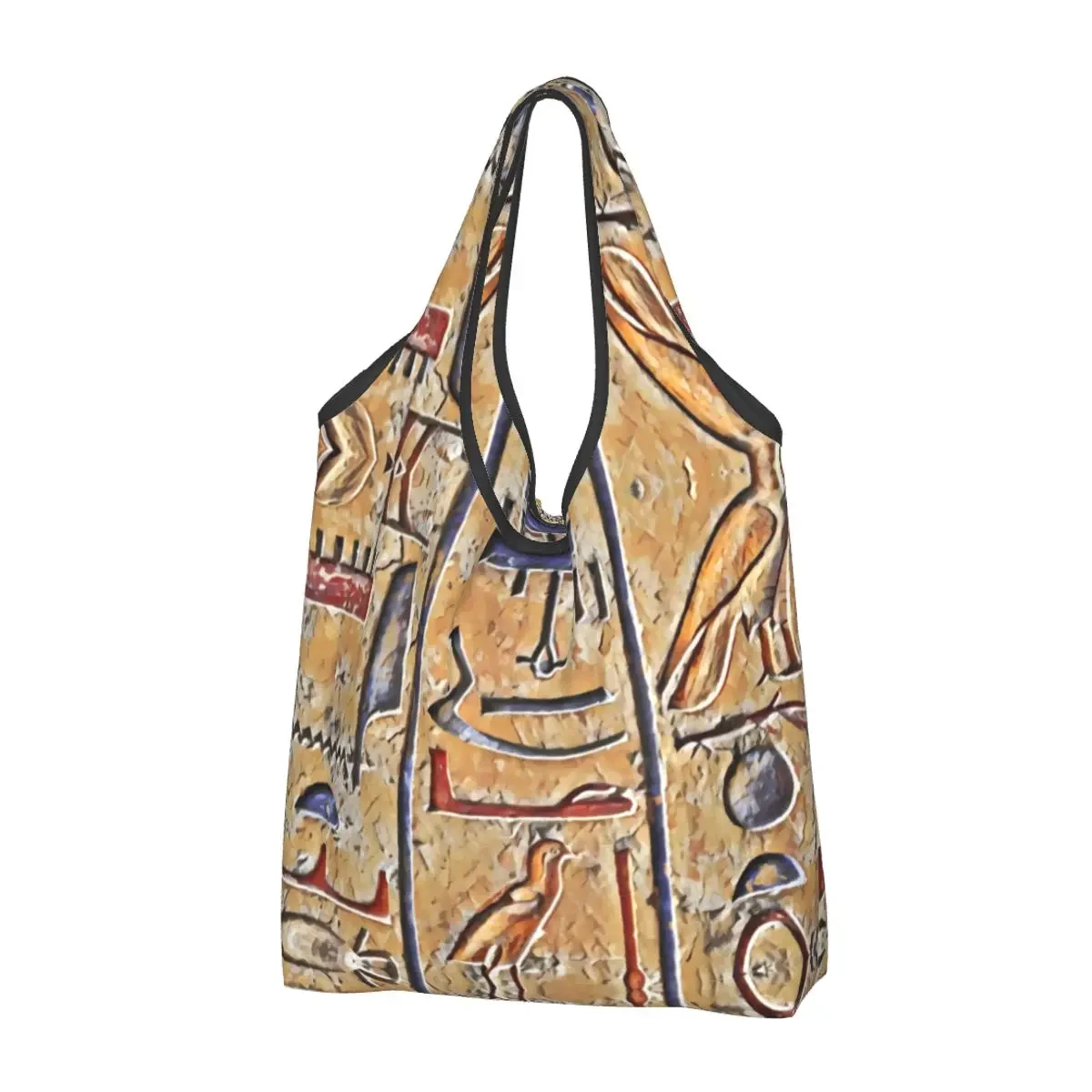 

Reusable Egyptian Hieroglyphics Shopping Bag Women Tote Bag Portable Egypt Groceries Shopper Bags