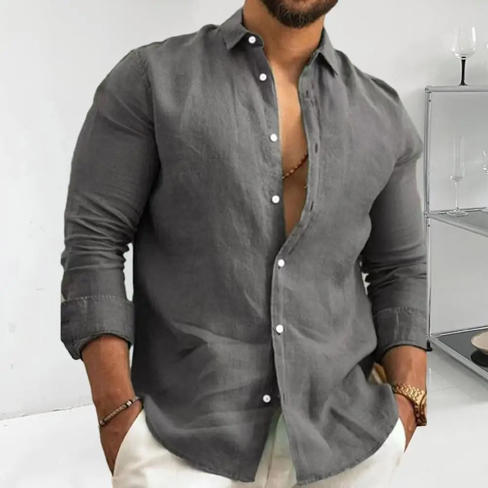 

Рубашка мужская деловая из мягкой дышащей ткани, стильный кардиган средней длины с отложным воротником и длинными рукавами, повседневная одежда для поездок