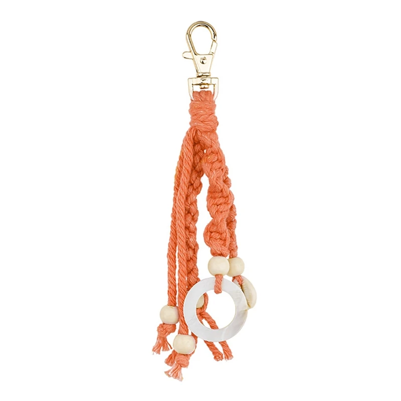 

Брелки в стиле бохо макраме с деревянными бусинами и ракушками, аксессуары ручной работы, брелок для ключей