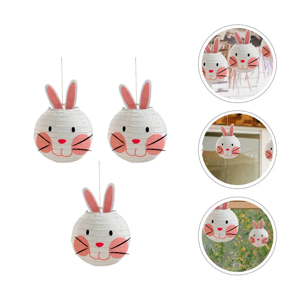 

3pcs Easter Bunny Shape Lantern Paper Lantern Hanging Lanterns Decorative Lantern for Easter Party Decor