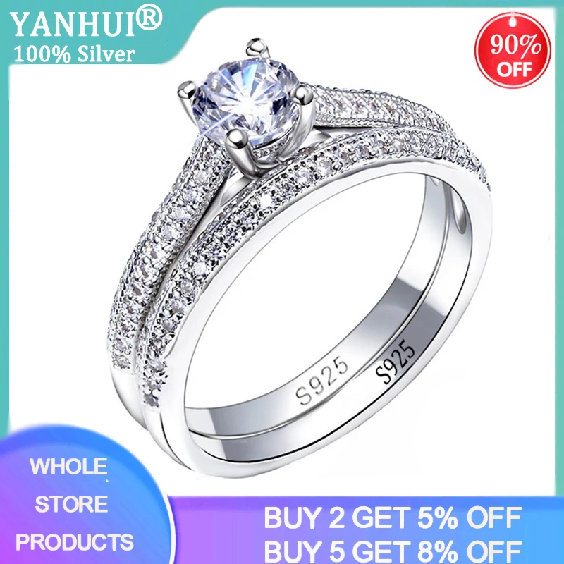

2Pcs/Set Original Tibetan Silver Stacked Ring Set Jewelry Full Inlay Small Zirconia Diamond Engagement Wedding Bands For Women