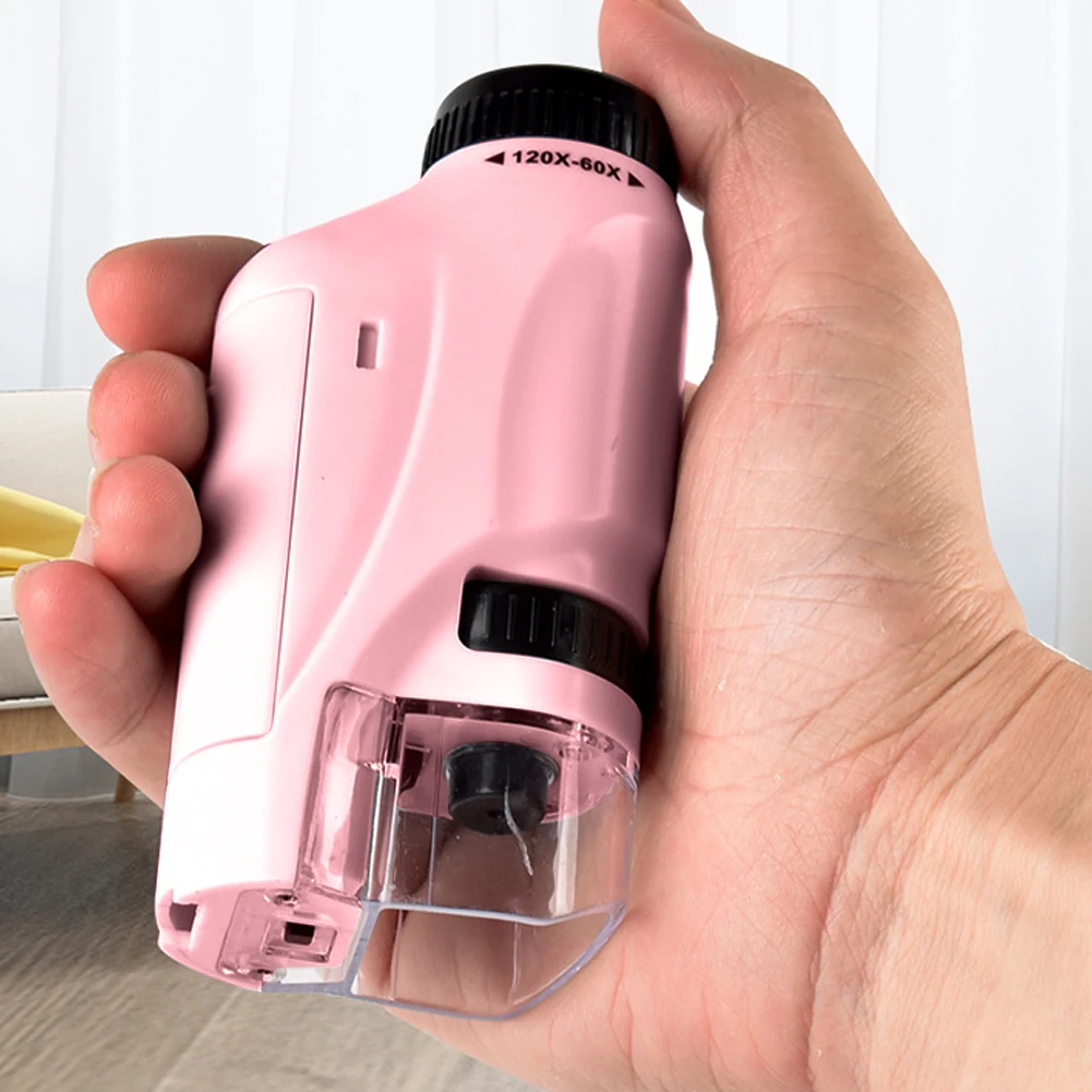 

Mini Pocket Microscope Kit 60X-120X Handheld Microscope Equipment with Light for Kids Children Science Educational Toy