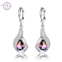 natural rainbow fire mystic topaz earrings silver jewelry earrings for women party engagement wedding gifts