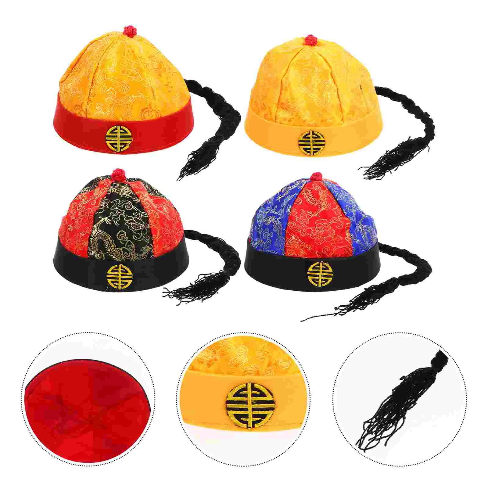 

4 Pcs Prince Hat Boy Baby Clothes Creative Performance Hats Landlord Ancient Chinese Style Fabric Cos-play Caps Props