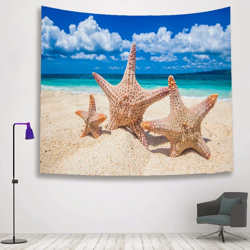 Психоделический небесный океан морская звезда гобелен хиппи ткань украшение для